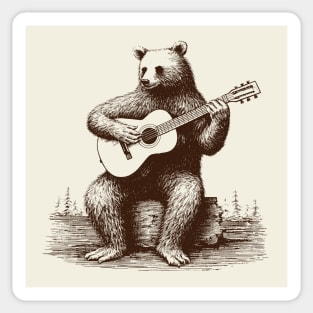 Folk Bear Playing Guitar Sticker